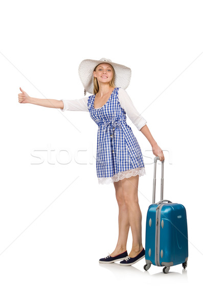 Woman ready for summer travel isolated on white Stock photo © Elnur