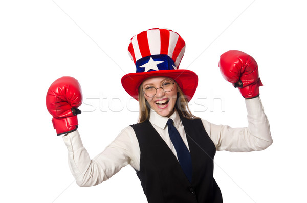 Woman with boxing gloves isolated on white Stock photo © Elnur