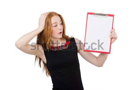 Woman with paper pad isolated on white Stock photo © Elnur