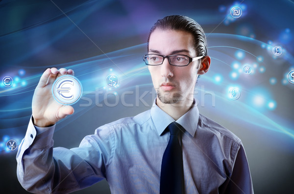 Man pressing buttons with euro currency Stock photo © Elnur