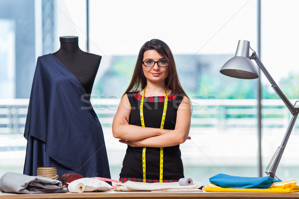 Stockfoto: Vrouw · kleermaker · werken · nieuwe · kleding · mode