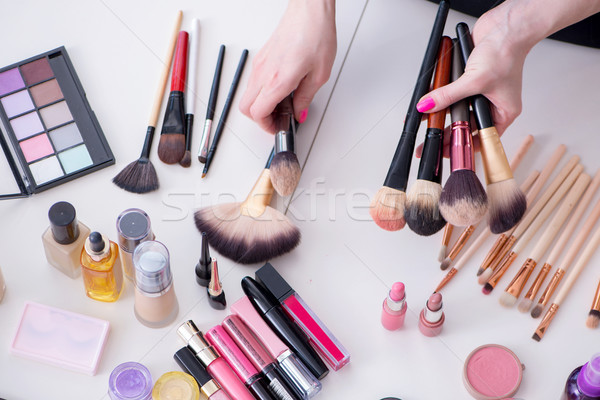 Collection of make up products displayed on the table Stock photo © Elnur