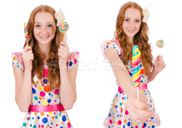 Pretty girl with lollypops isolated on white Stock photo © Elnur