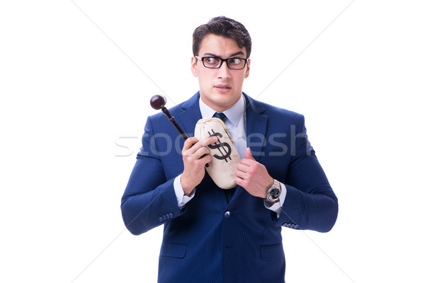Lawyer with a gavel and a moneybag money bad isolated on white Stock photo © Elnur