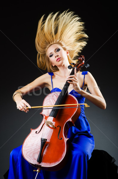 Atrakcyjna kobieta wiolonczela studio kobieta koncertu skrzypce Zdjęcia stock © Elnur