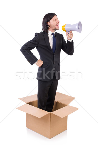 Man with loudspeaker in the box Stock photo © Elnur