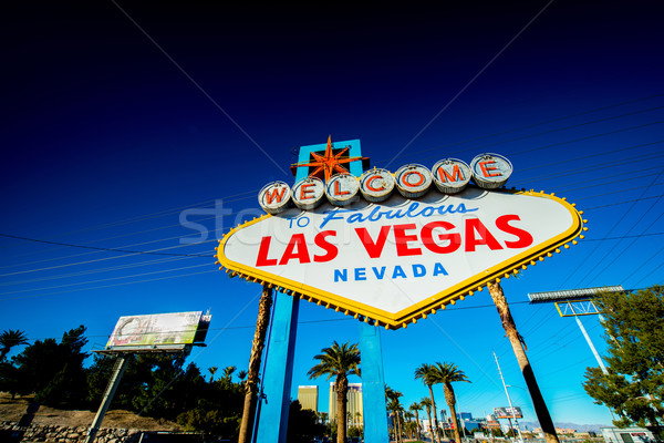 Híres Las Vegas felirat fényes napos idő út Stock fotó © Elnur