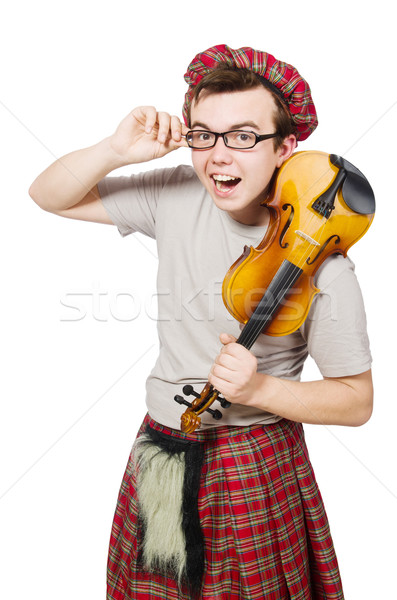 Funny scotsman with violin on white Stock photo © Elnur