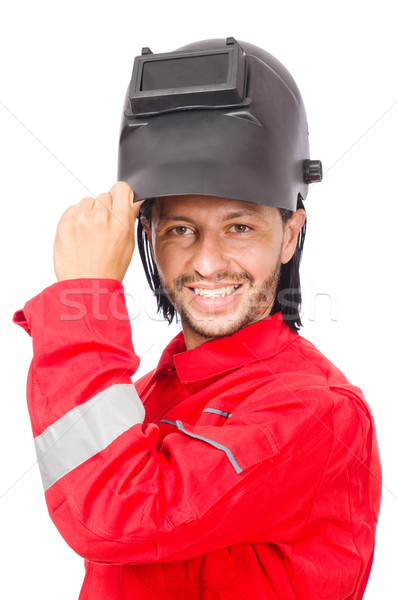 Soldador vermelho isolado branco homem construção Foto stock © Elnur