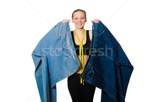 Stock foto: Diäten · glücklich · Fitness · Ausübung · Jeans