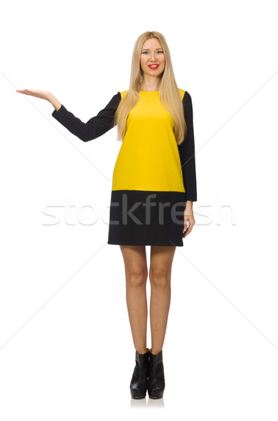 Blond hair girl in yellow and black clothing isolated on white Stock photo © Elnur