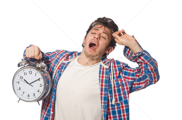 Student with alarm clock isolated on white Stock photo © Elnur