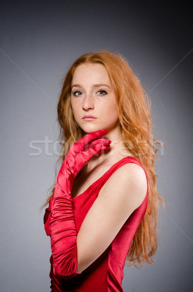 Nina vestido rojo gris moda retrato jóvenes Foto stock © Elnur