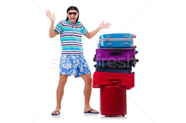 Tourist with bags isolated on white Stock photo © Elnur