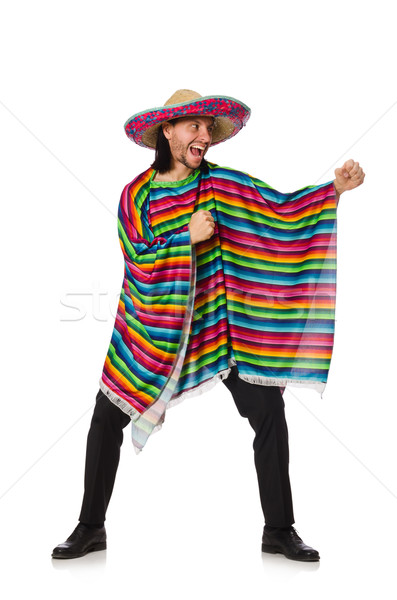 Handsome man in vivid poncho isolated on white Stock photo © Elnur