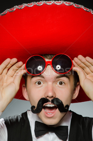 Stock photo: Person wearing sombrero hat in funny concept