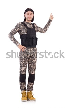 Caucasian soldier with handgun isolated on white Stock photo © Elnur