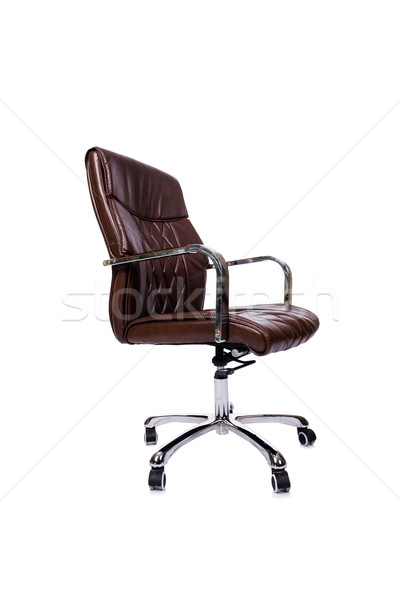 棕色 皮革 辦公椅 孤立 白 辦公室 商業照片 © Elnur