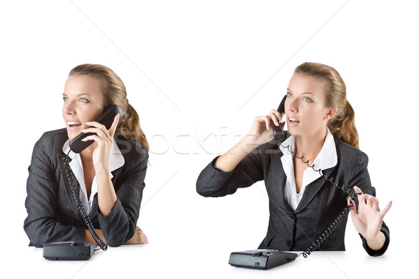 ügyfélszolgálat asszisztens telefon fejhallgató asztal beszél Stock fotó © Elnur