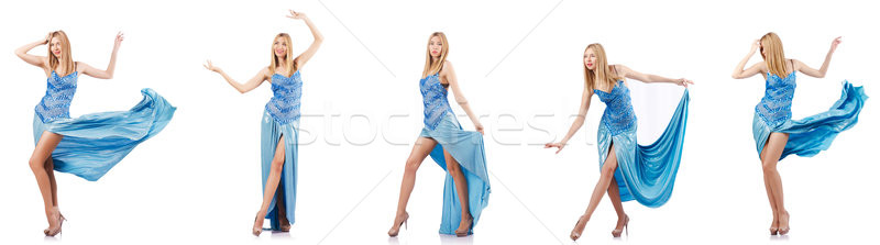 Atrakcyjna kobieta niebieski sukienka biały kobieta moda Zdjęcia stock © Elnur