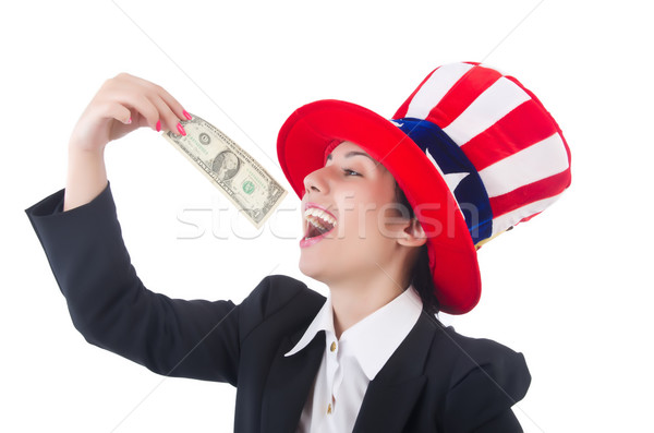 Jonge vrouw dollar USA hoed business meisje Stockfoto © Elnur