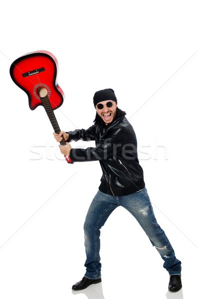 Gitarrist isoliert weiß Musik Party Gitarre Stock foto © Elnur