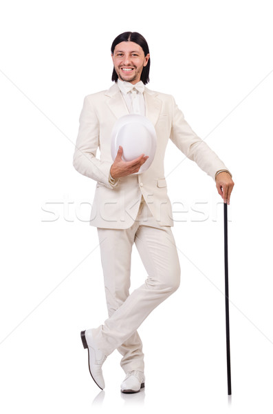 Gentleman witte pak geïsoleerd man dans Stockfoto © Elnur