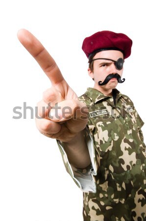 Foto stock: Funny · soldado · aislado · blanco · hombre · fondo