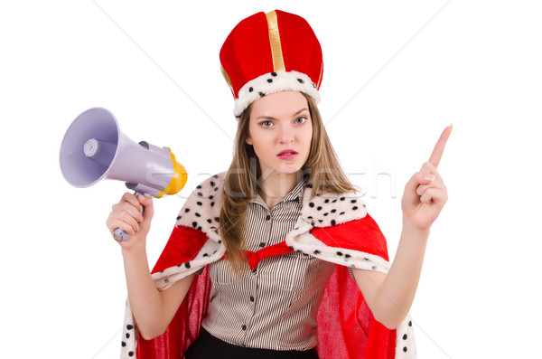 Queen businessman with loudspeaker in funny concept Stock photo © Elnur