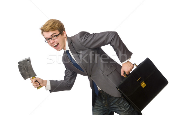 Young businessman with weapon isolated on white Stock photo © Elnur
