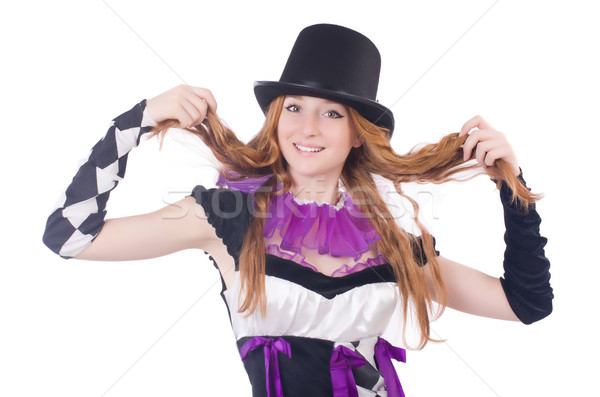 A girl in harlequin costume isolated on white Stock photo © Elnur