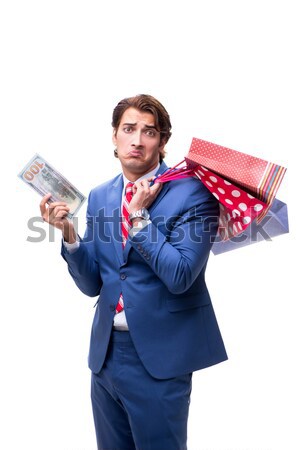Stock photo: Businessman with dynamite against the gradient 