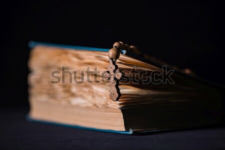 ストックフォト: 聖書 · クロス · 宗教 · 木材 · 光 · イエス