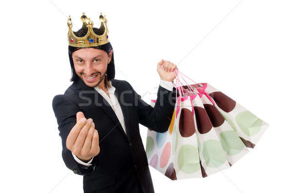 Black suit man holding plastic bags isolated on white Stock photo © Elnur