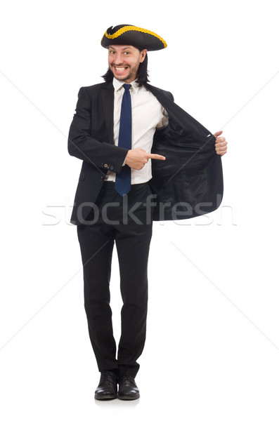 Young businessman wearing tricorn isolated on white Stock photo © Elnur