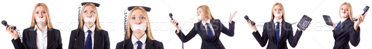 Businesswoman with phone in censorship concept Stock photo © Elnur