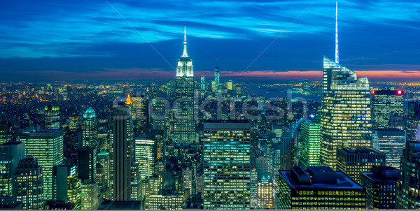 The view of new york manhattan during sunset hours Stock photo © Elnur