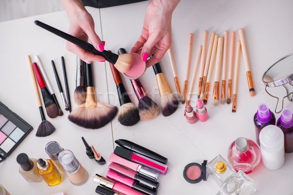 Collection of make up products displayed on the table Stock photo © Elnur