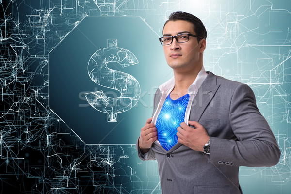 Superhero saving american dollar currency Stock photo © Elnur