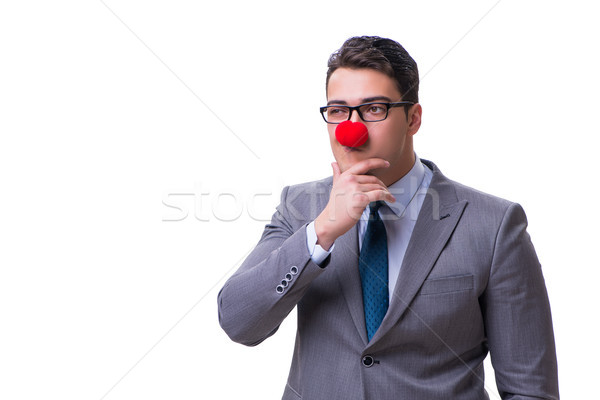 Grappig clown zakenman geïsoleerd witte partij Stockfoto © Elnur