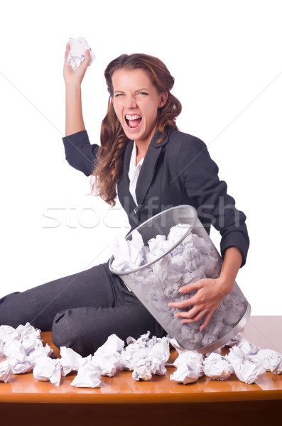 Woman with lots of discarded paper Stock photo © Elnur