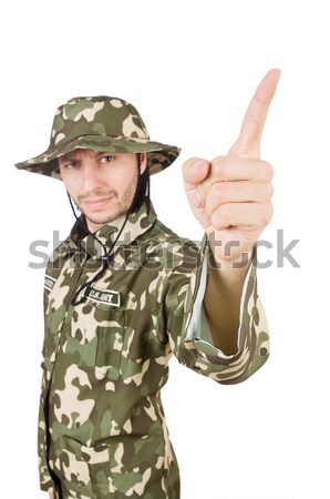 Vicces katona izolált fehér háttér zöld Stock fotó © Elnur