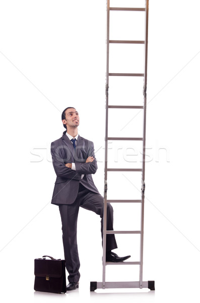 Businessman climbing the ladder isolated on white Stock photo © Elnur