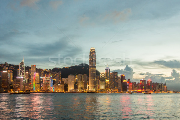 Hong Kong zonsondergang hemel gebouw stad Stockfoto © Elnur