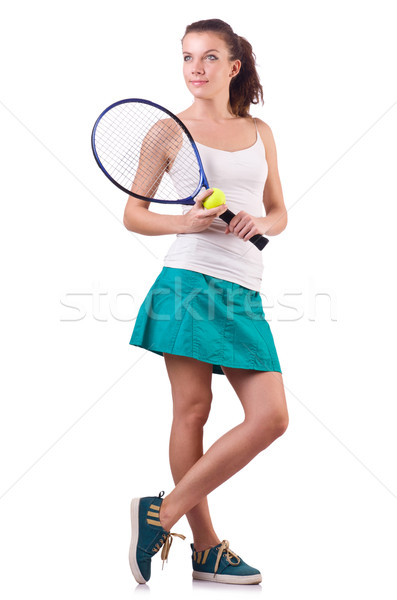 Stock photo: Woman tennis player isolated on white