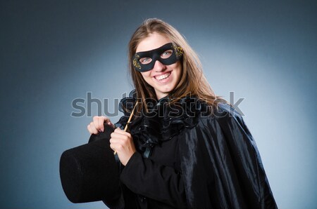 Nő bőr öltöny kézifegyver szépség fegyver Stock fotó © Elnur