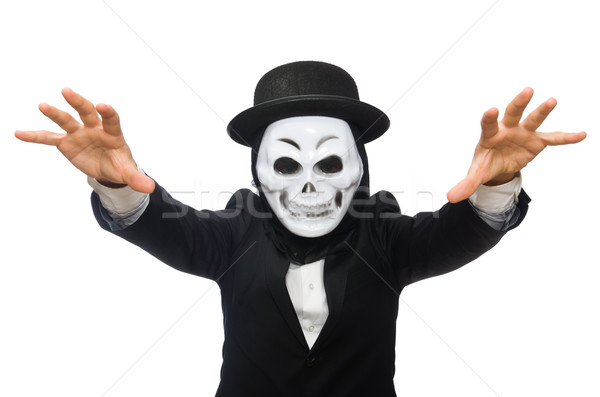 Stockfoto: Man · scary · masker · geïsoleerd · blanke · man · witte