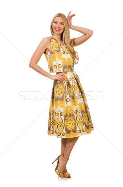 Young woman wearing long summer dress isolated on white Stock photo © Elnur
