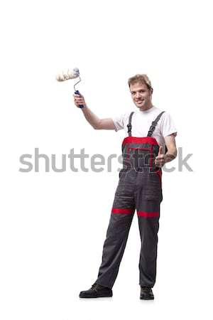 Painter with roller brush isolated on white Stock photo © Elnur
