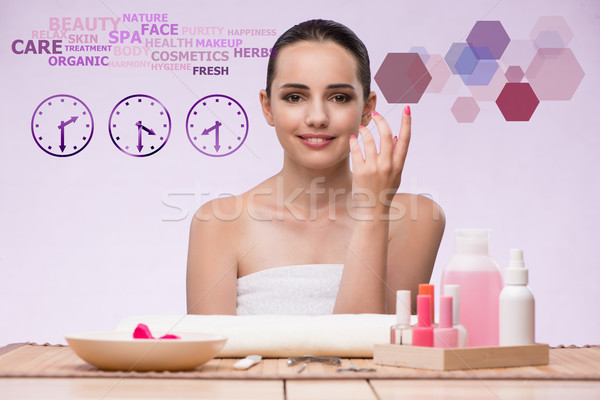 Stockfoto: Jonge · vrouw · schoonheid · abstract · communie · handen · gezicht